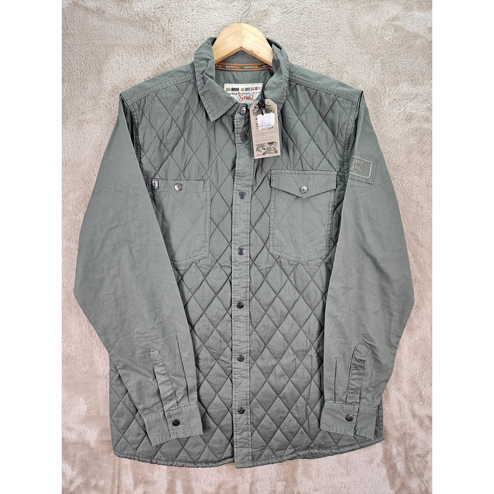 NWT Triple Five Soul 555 Pearl Snap Buttons Shirt Quilted Jacket Size L